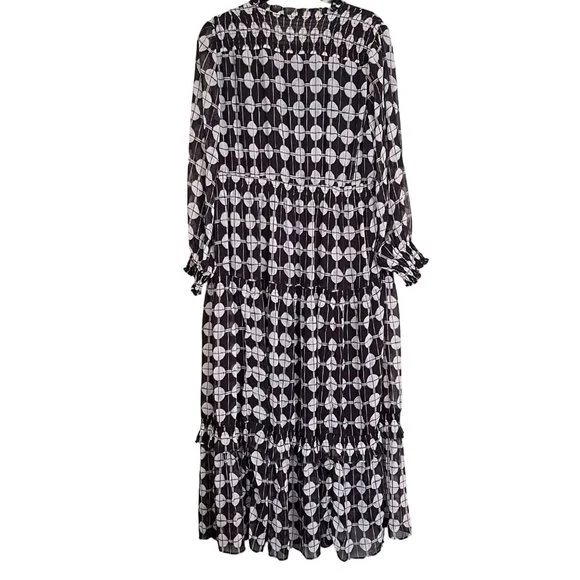 Nic + Zoe $228 Chiffon Dot Maxi Dress Size Large NWT Black White - Picture 11 of 12